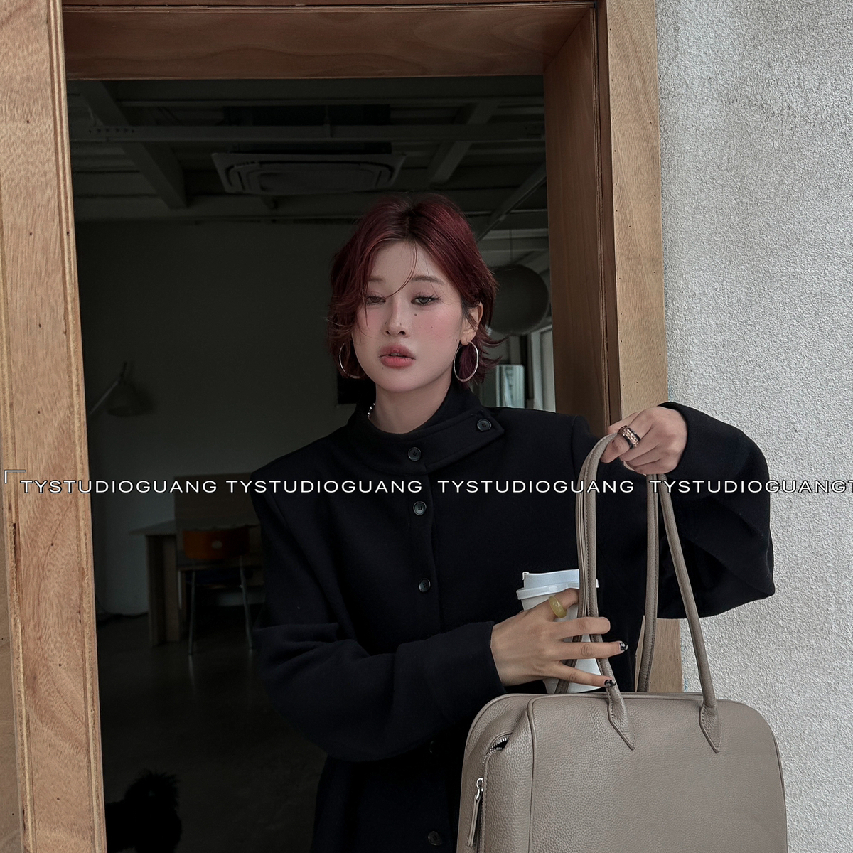 T.Y汤圆家-冬上新休闲百搭立领单排扣上衣小衫73730