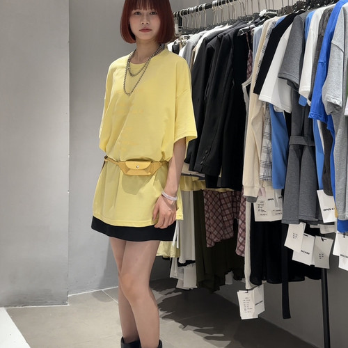 OPEN-26年夏上新简约字母印花宽松短袖T恤(配腰带)71698