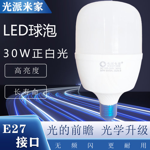 led灯泡大功率e27螺旋卡口30W高亮节能单灯光源家用球泡