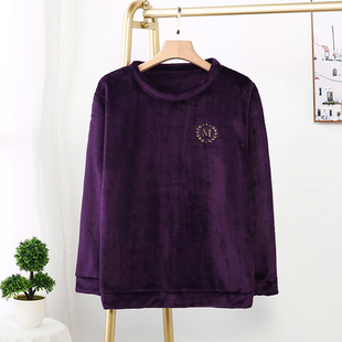 中老年珊瑚绒长袖 上衣服5060岁奶奶保暖法兰绒睡衣阔太太秋冬女装