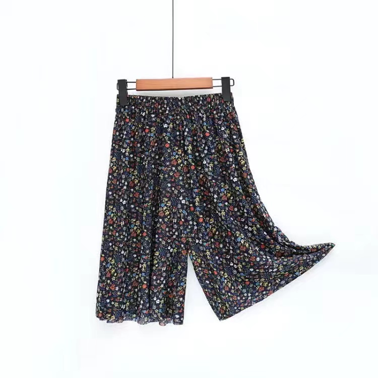 奶奶夏天5分裤裙高腰阔腿短裤女