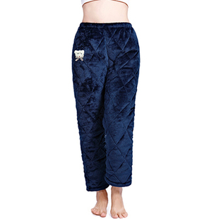 女老太太休闲棉裤 百搭老人法兰绒夹棉睡裤 三层加厚工作裤 奶奶冬季