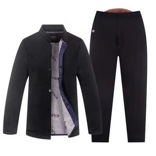 开尿口 棉衣棉裤 爸爸冬季 抗寒驼绒睡衣男老人加厚棉袄老头爷爷开衫