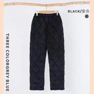 子工作冷库老人加绒加厚家居裤 女奶奶法兰绒夹棉裤 睡裤 老太太冬季