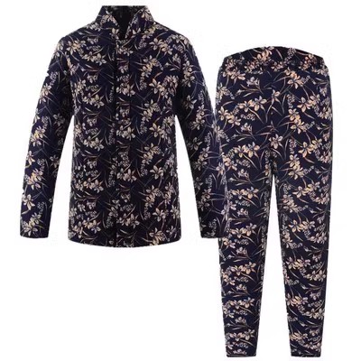 老太太冬天保暖棉袄棉裤老人驼绒睡衣女7080岁奶奶加厚防寒家居服