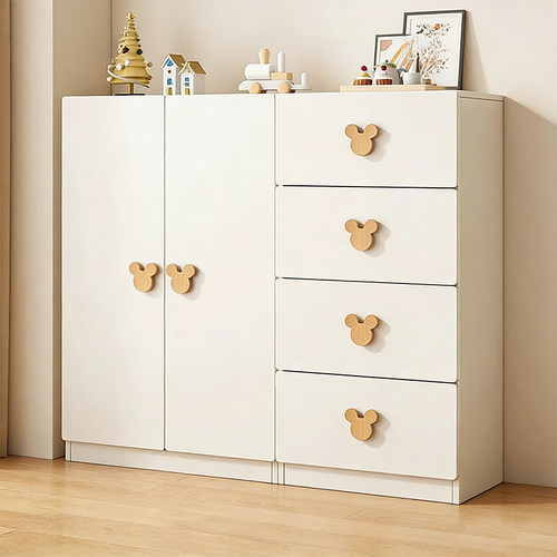 实木儿童斗柜客厅卧室靠墙储物柜收纳边柜五斗柜一体床尾置物柜子