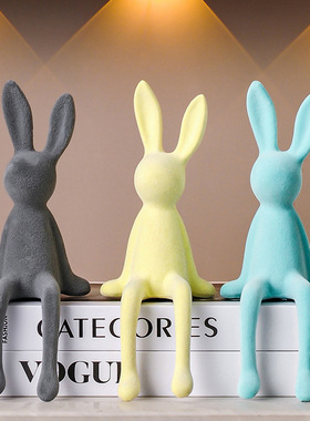 坐姿长耳兔子摆件轻奢高档客厅酒柜电视柜直播间装饰品感小众