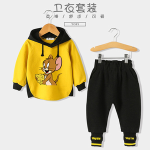 49元包邮 贝善美  猫和老鼠衣服男童加绒卫套装