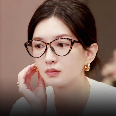 玳瑁猫眼镜框女近视可配度数