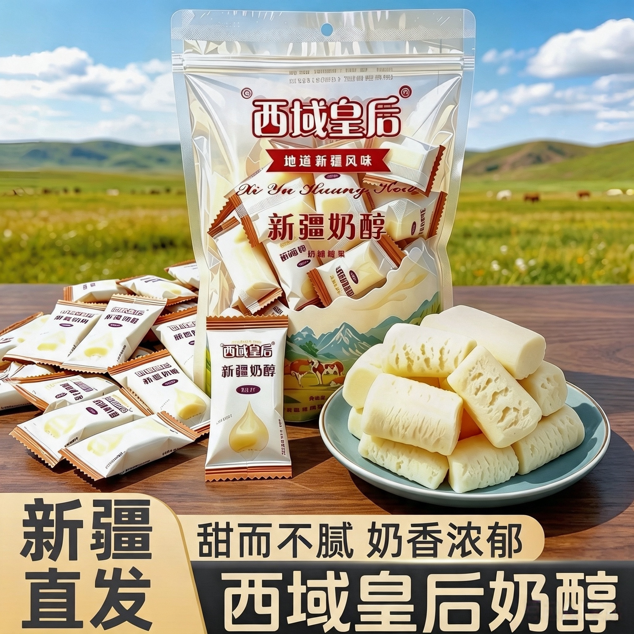 新疆特产西域皇后奶醇奶疙瘩正宗原味牛奶奶醇奶糖休闲零食500g