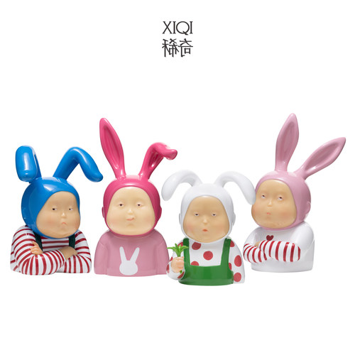 稀奇艺术《表情包》兔比比办公室桌面可爱雕塑摆件艺术婚礼礼品