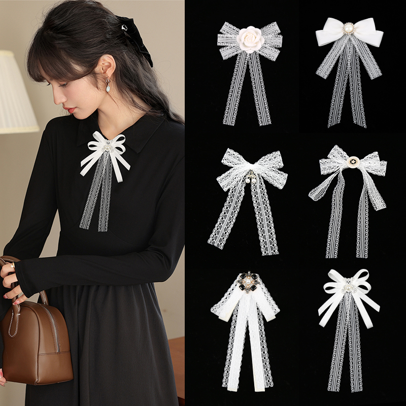 白色蕾丝领结白带款式多样