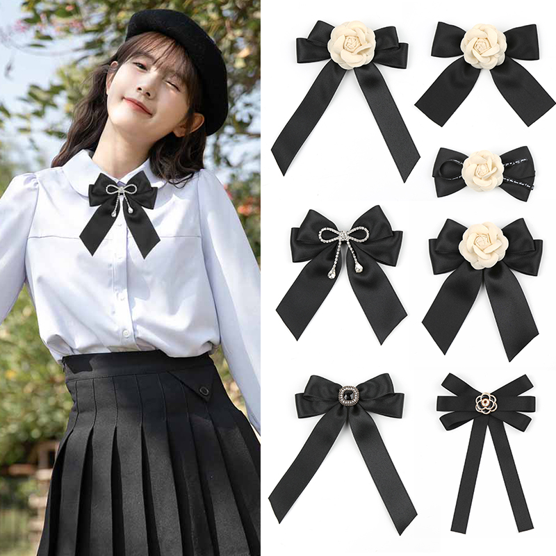 黑色系米色山茶花学院风