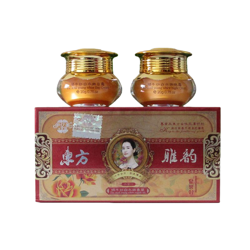 伊亿美东方雅韵蜗牛幼白水嫩二合一套装正品美肌滋养润肤早霜晚霜