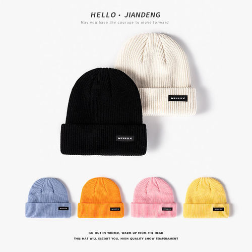 秋冬冷帽日系雅痞瓜皮帽字母帽子