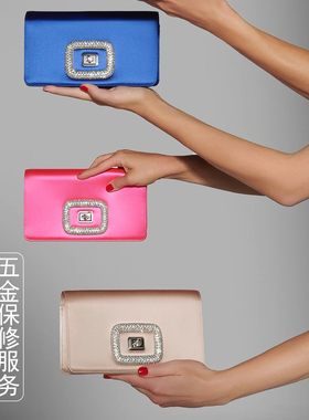 Rv单肩斜挎包真丝绸缎链条女包名媛晚宴包小方包翻盖包通勤信封包