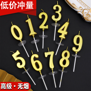 饰摆件小配件 生日数字蜡烛金色糖果色儿童周岁创意蛋糕插件高级装
