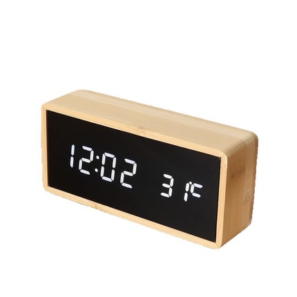 创意竹子外壳led木头钟家居时尚电子钟电子礼品多功能闹钟