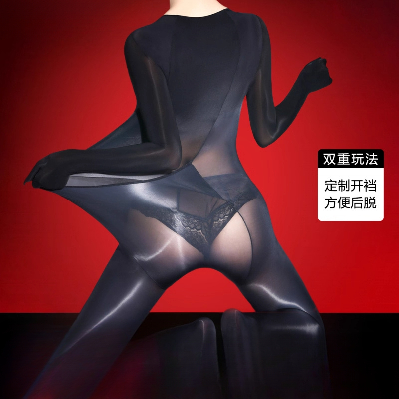 大码5D油光后脱丝袜连体衣性感诱