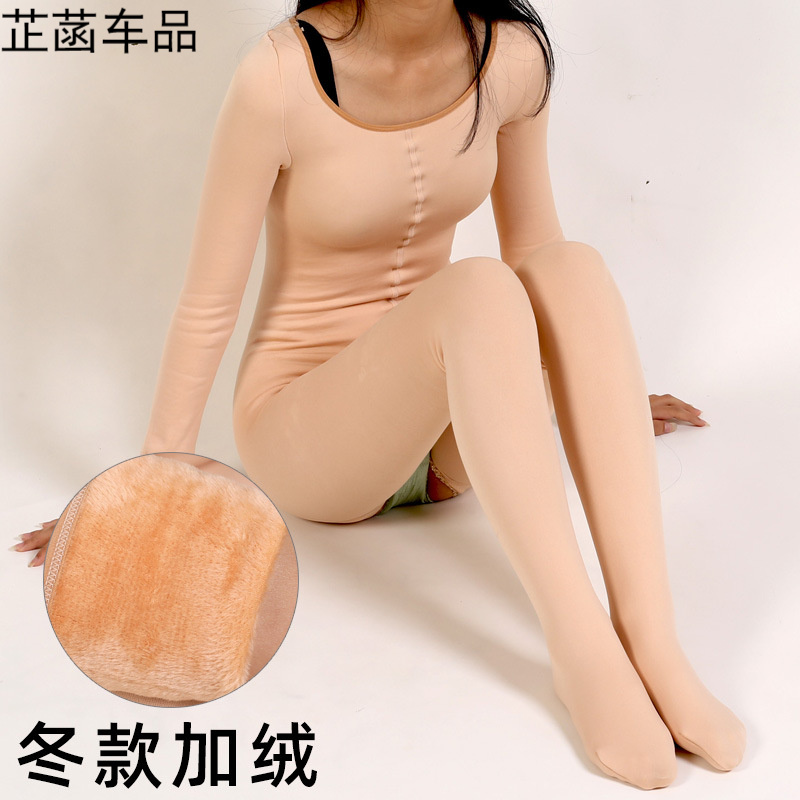 男士秋冬加绒连体袜保暖带jj套性