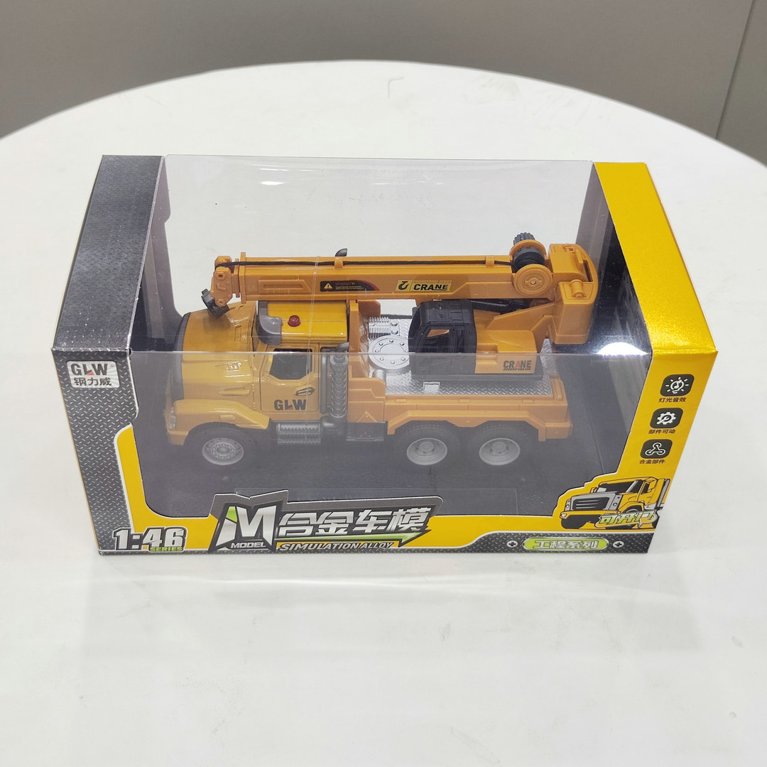 声光合金吊车起重机703男孩仿真工程车模型益智礼物儿童玩具礼物