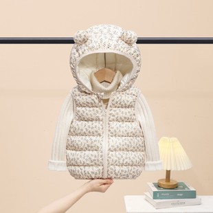 冬季儿童羽绒棉服马甲0一1岁轻薄款2男童女宝宝棉衣3婴儿背心外套