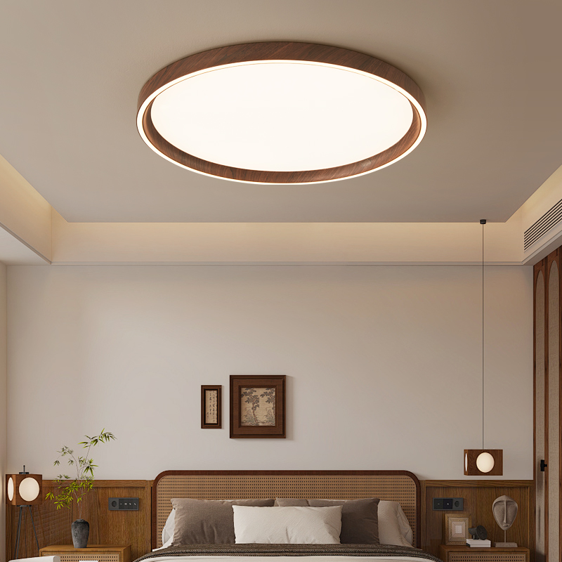 法式中古风胡桃木卧室灯原木风