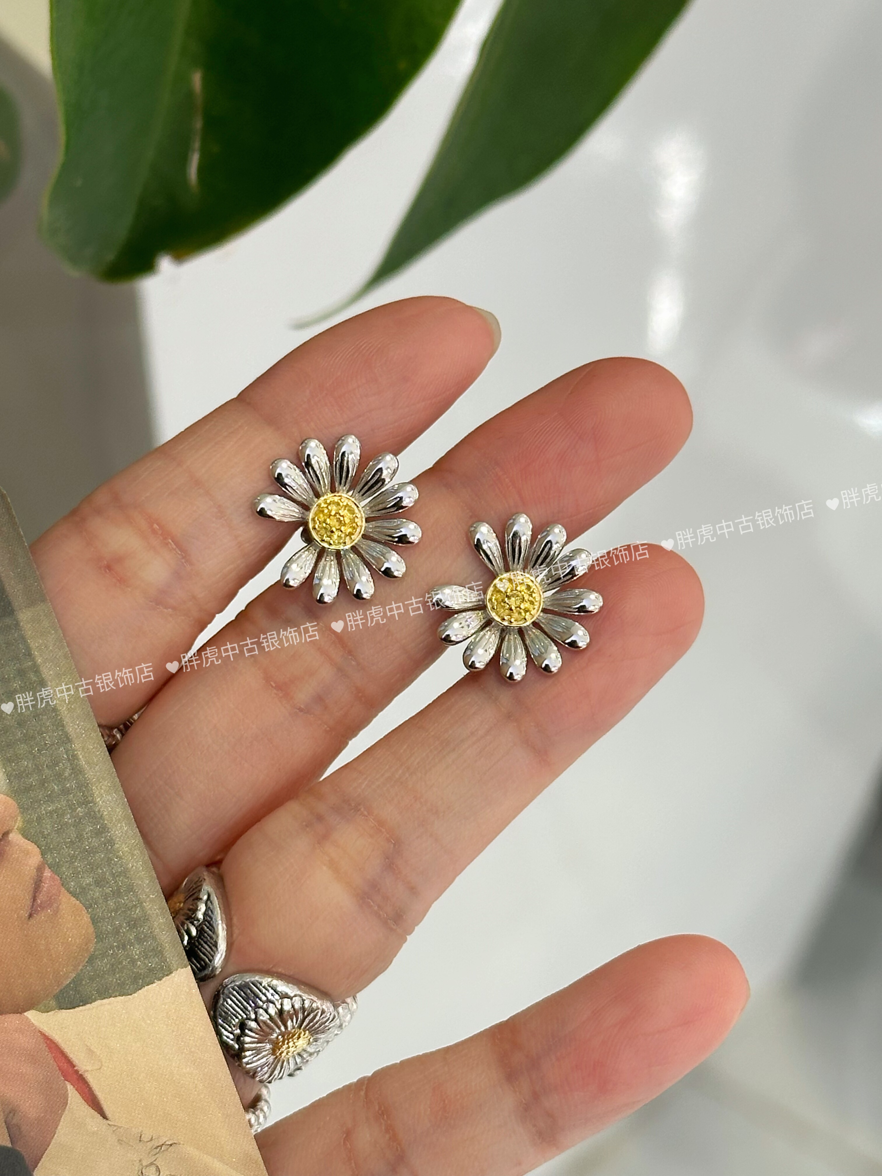 PMO联名jco权志龙小雏菊耳钉GD演唱会同款耳环耳饰925纯银耳钉