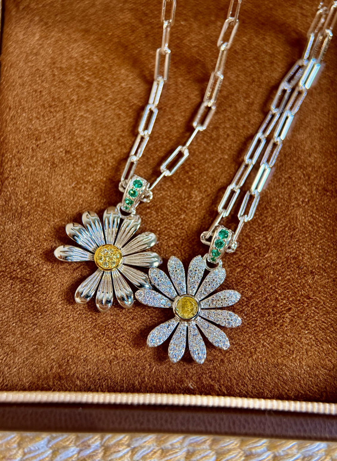 GD权志龙同款PMO联名jco满钻雏菊向日葵项链s925银小众轻奢锁骨链