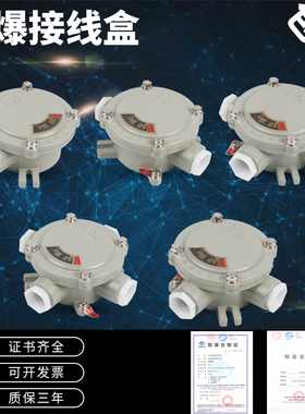 防爆接线盒DN20DN15二平三通四吊带接线端子AH圆形分线盒穿线盒