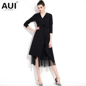 秋装 裙子潮 长袖 新款 aui衣服欧洲站红色连衣裙女2019款 欧美风女装