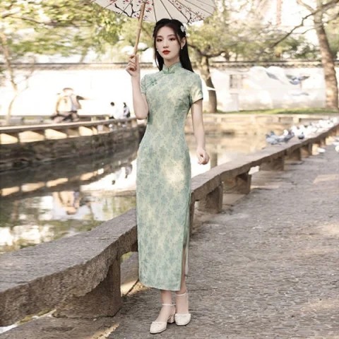 夏季短袖旗袍显瘦气质连衣裙女