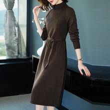 外贸女装出口阿里巴巴1688网批官网秋冬收腰显瘦毛衣妈妈连衣裙子