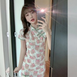 外贸出口工厂直销短袖 女装 显瘦旗袍包臀连衣裙子 今日特价 淘宝爆款