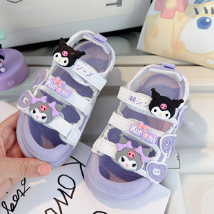 夏季 女童紫色夏日运动凉鞋 女款 儿童2025新款 女 胖脚宽肥女宝沙滩鞋
