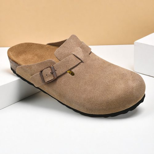 国内现货绒面包头拖鞋皮面男女鞋