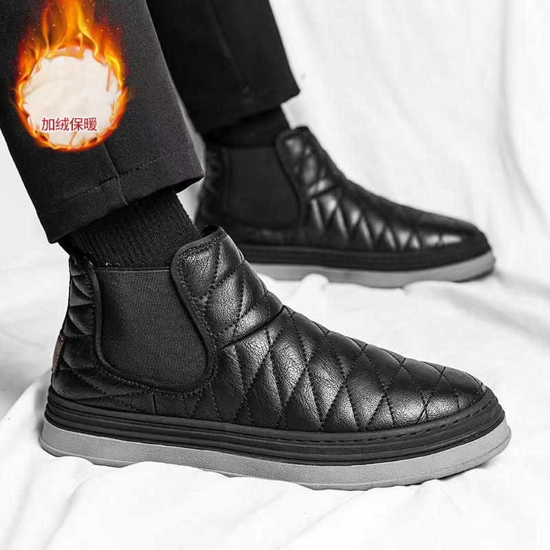 男鞋冬季保暖男靴防滑高帮雪地靴保暖休闲面包鞋加绒东北棉鞋男潮