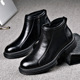冬季 加绒保暖切尔西皮靴罗马风商务时装 靴复古简约侧拉链套脚男靴