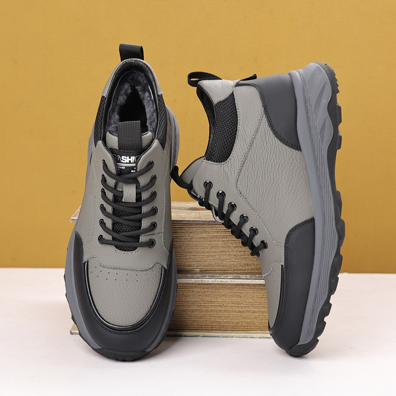 头层牛皮冬季新款男士棉鞋真皮羊毛运动鞋加绒保暖男款休闲鞋男鞋