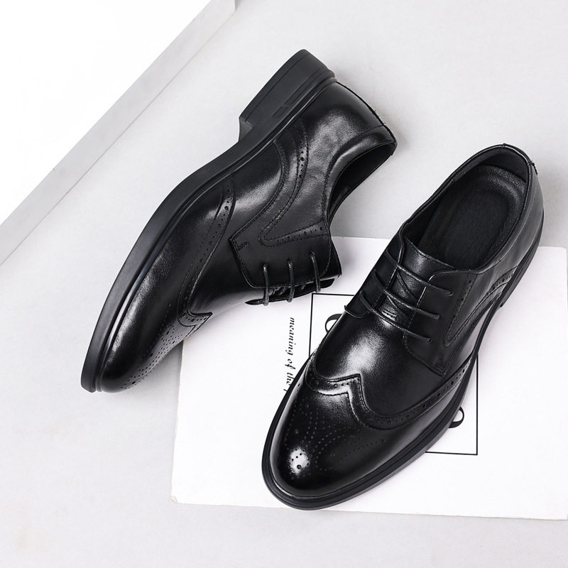 头层牛皮新款男士皮鞋布洛克雕花真皮休闲男款英伦风软底尖头男鞋