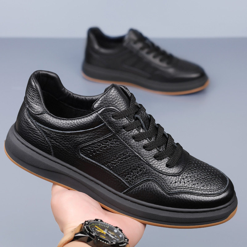 头层牛皮夏季新款男士凉鞋真皮男款休闲皮鞋镂空打孔透气男鞋鞋子