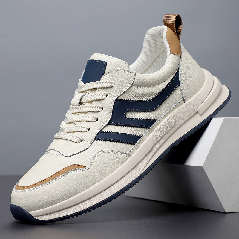 阿甘舒适男鞋秋冬新款时尚休闲跑步鞋透气网布潮流运动真皮老爹鞋