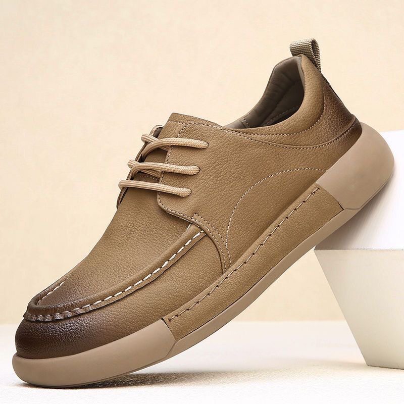 公男鞋羊男士2026春季新款复古软底真皮男款时尚潮流透气休闲皮鞋