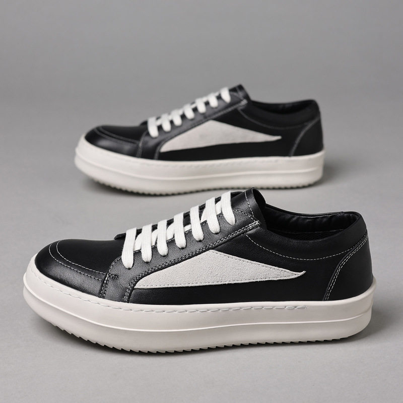 头层牛皮ro真皮男鞋小众设计潮牌时尚休闲男款面包鞋厚底皮鞋板鞋