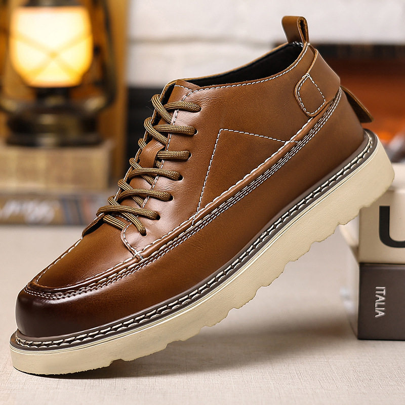 2026跨境大码春季新款男士复古高帮马丁靴百搭短靴户外耐穿工装鞋