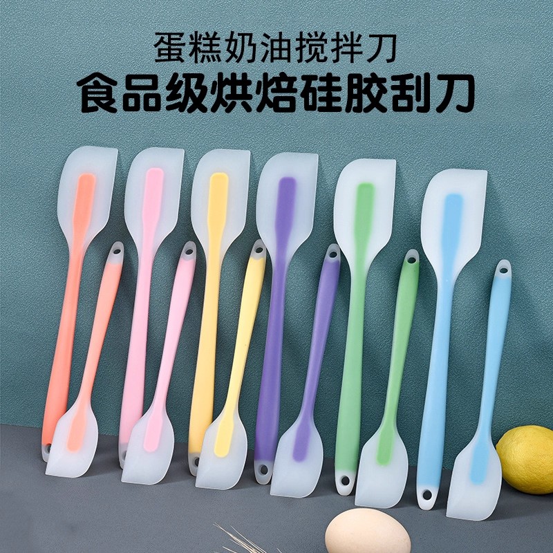 耐高温硅胶长柄一体蛋糕刮板