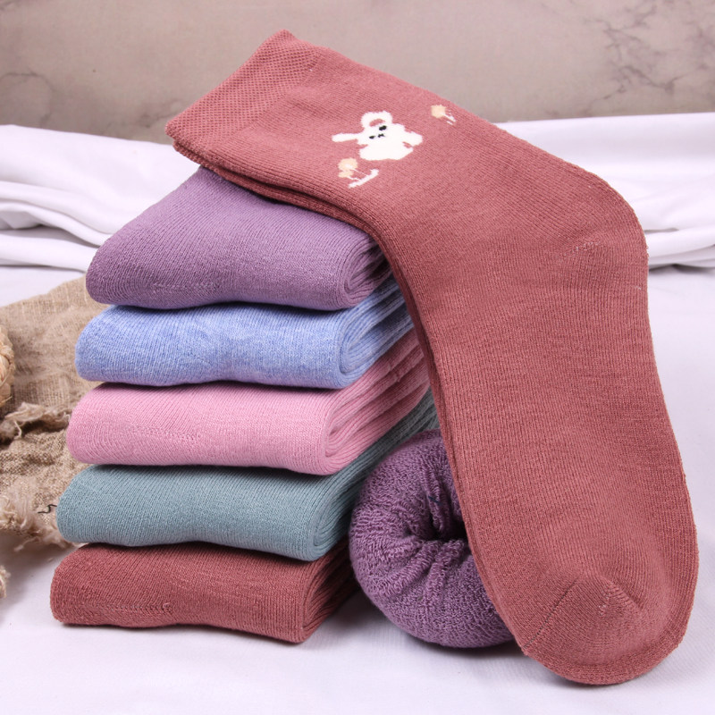 冬季加绒加厚保暖毛圈子女袜