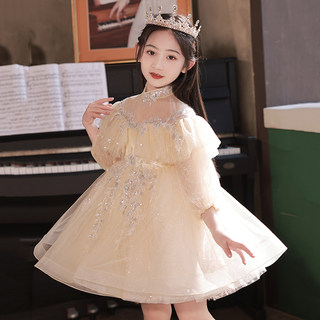 新款儿童公主裙花童婚礼女孩主持人钢琴演出服女童晚礼服高端十岁