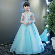 Váy một vai trẻ em váy công chúa váy pettiskirt hoa cô gái piano trang phục cô gái chủ nhà buổi tối trình diễn catwalk - Váy trẻ em