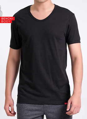 BENCH/BODY/奔趣夏季新品男士圆领短袖T恤棉涤混纺纯色款BUA0280